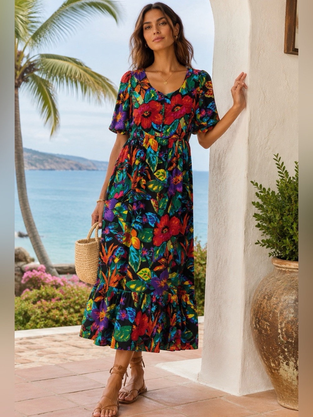 Erika Taylor Floral Maxi Dress in Multicolor  size Large
